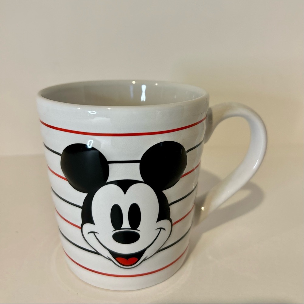 Disney Mickey Mouse Large Embossed Face Striped Coffee Mug Tea Cup